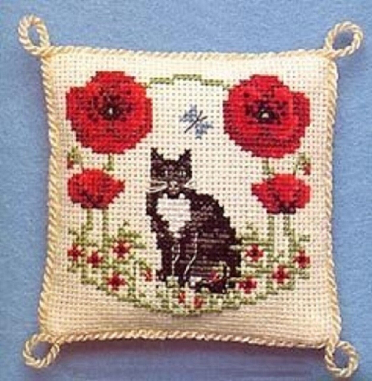 Textile Heritage Pincushion Counted Cross Stitch Kit - Poppy A Posy of Cats